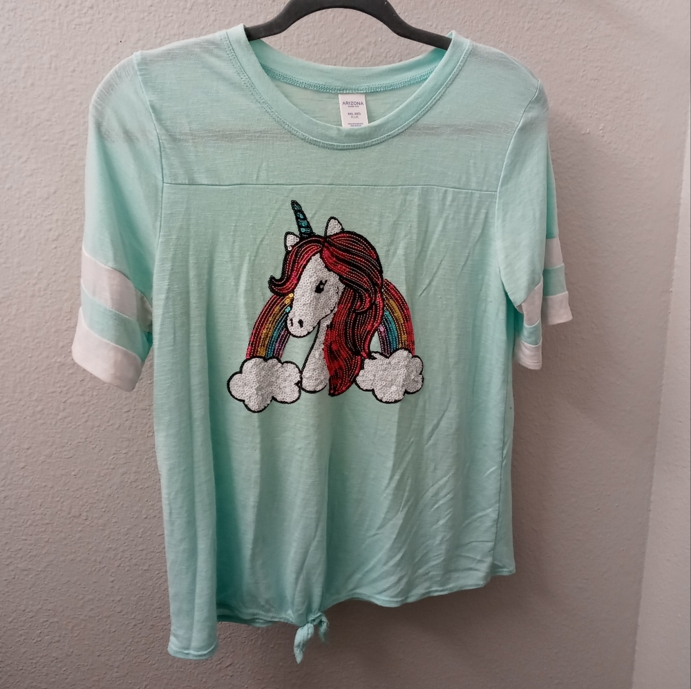 Mint Green Sequin Unicorn Kids Shirt